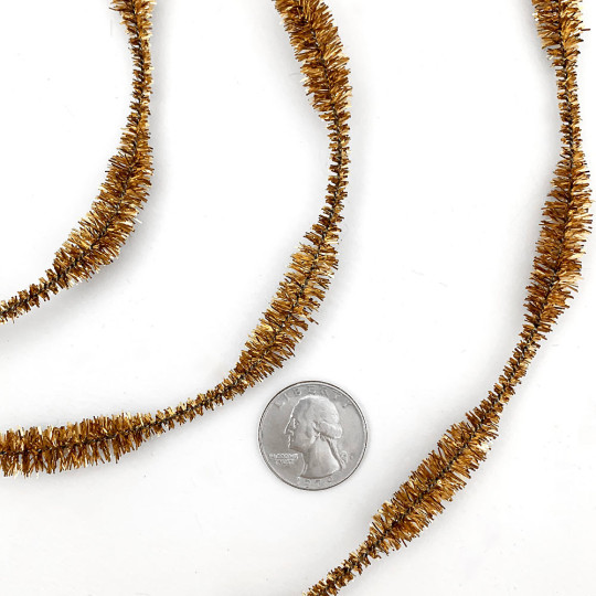 Petite 2-1/2" Bump Chenille for Beards and Arms in Metallic Gold Tinsel ~ 1 yd. (15 bumps)